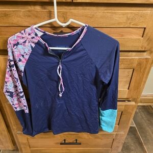 Navy and Floral Long Sleeve Rash Guard